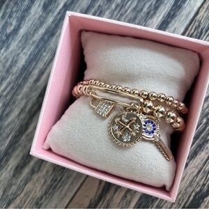 Elegant Gold and Silver Women's Bracelet Set of 2